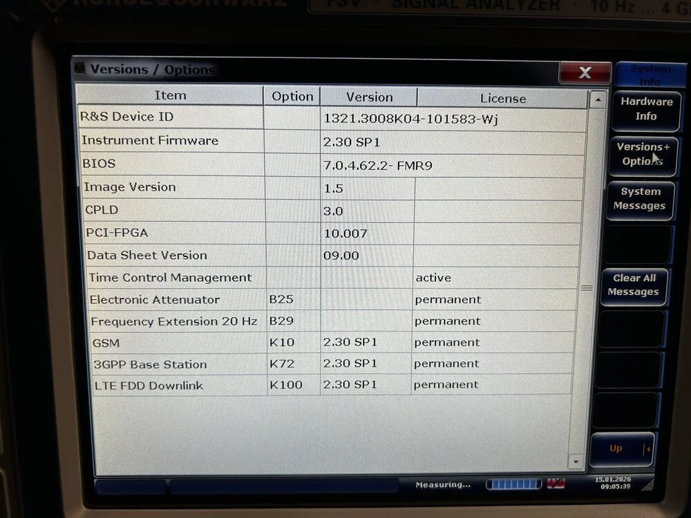 Rohde & Schwarz FSV4, Signal Analyzer, 10 Hz-4 GHz, OPT: B25, B29, K10, K72, K100 #