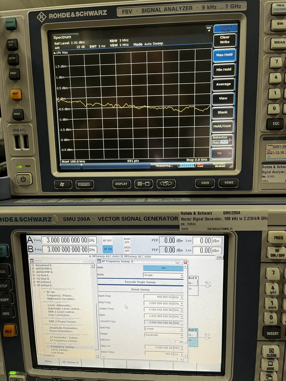 Rohde & Schwarz SMU200A, Vector Signal Generator, 100kHz-3GHz, Loaded with Options