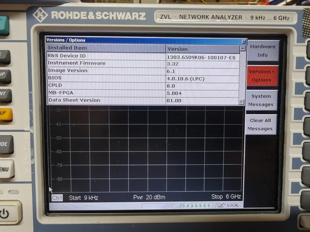 Rohde & Schwarz ZVL6, Vector Network Analyzer, 9 kHz - 6 GHz #