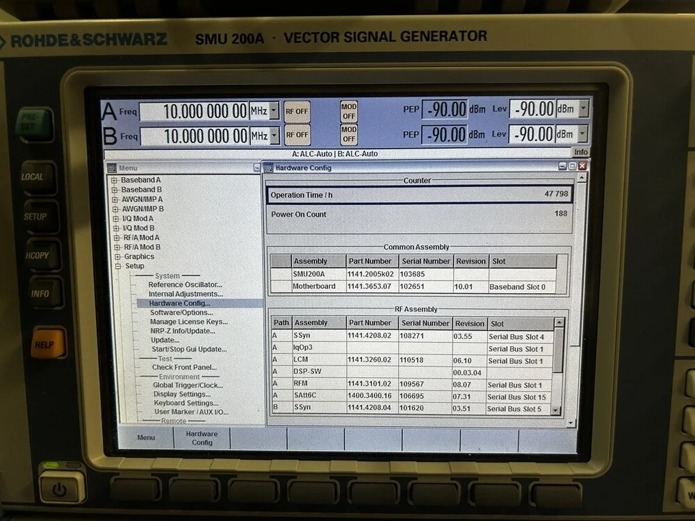 Rohde & Schwarz SMU200A, Vector Signal Generator, 100kHz-3GHz, with Options #