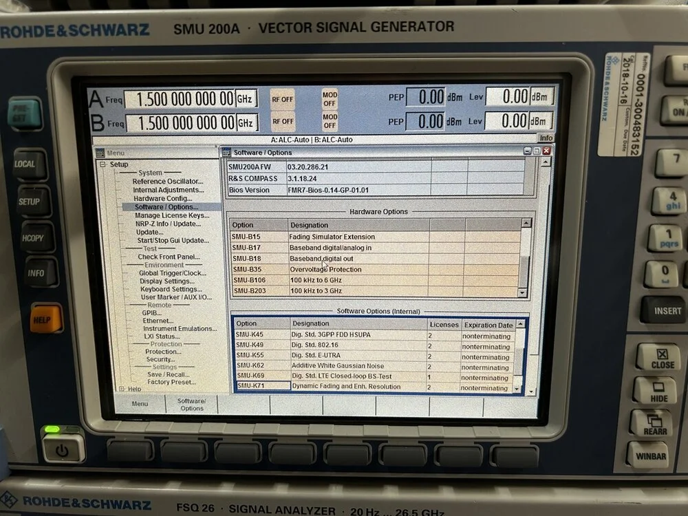 Rohde & Schwarz SMU200A, Vector Signal Generator Loaded with Options