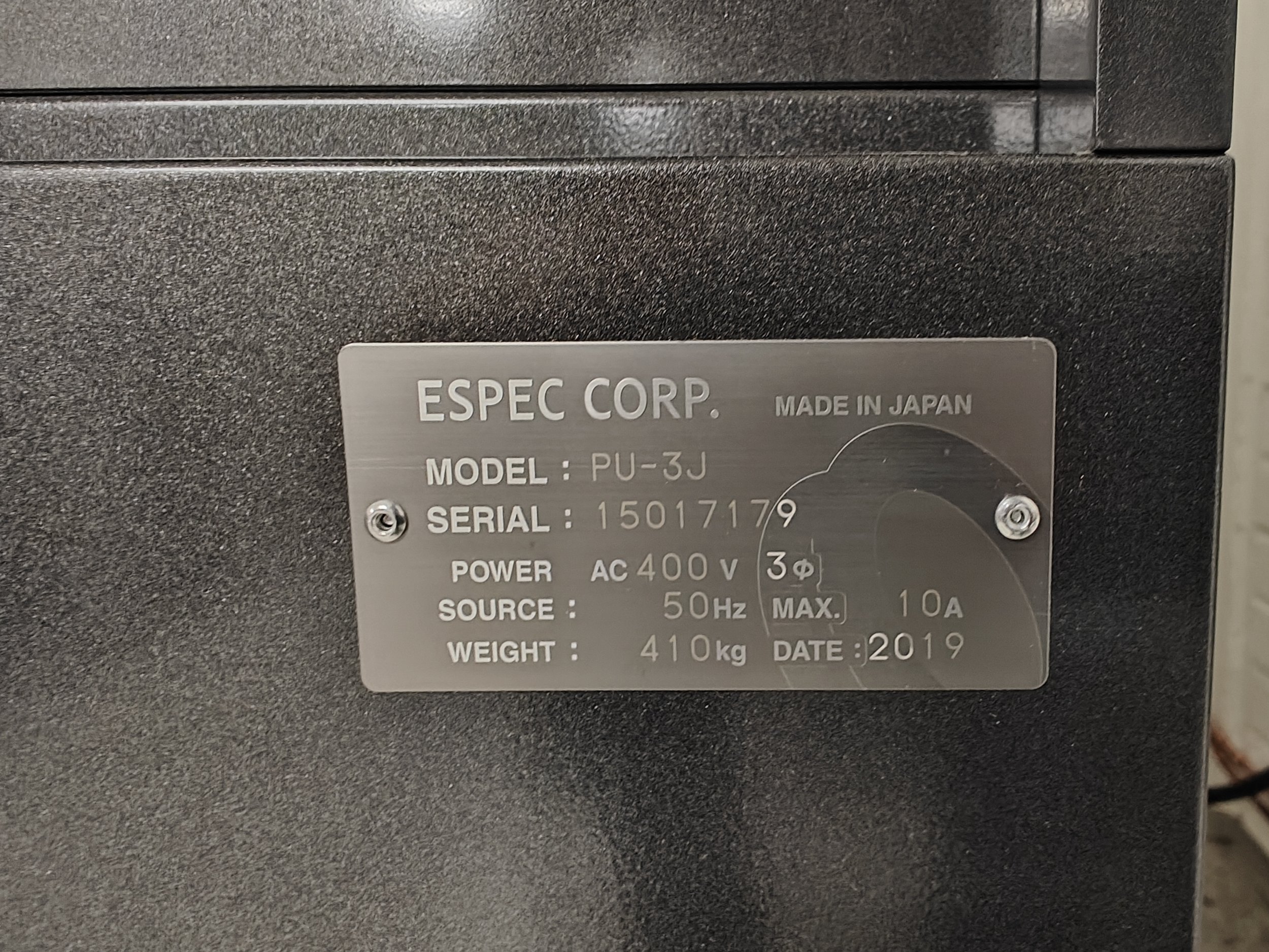 Espec PU-3J, Test Chamber, Temperature *