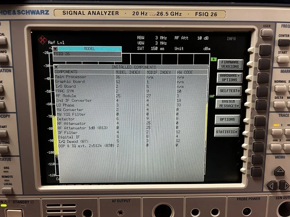 Rohde & Schwarz FSIQ26, Signal Analyzer, 20Hz-26.5GHz, Loaded with Options