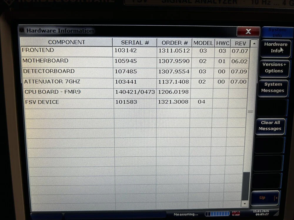 Rohde & Schwarz FSV4, Signal Analyzer, 10 Hz-4 GHz, OPT: B25, B29, K10, K72, K100 #