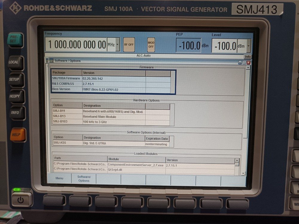 Rohde & Schwarz SMJ 100A Vector signal generator OPT: B11, B13, B103Z, K55 #