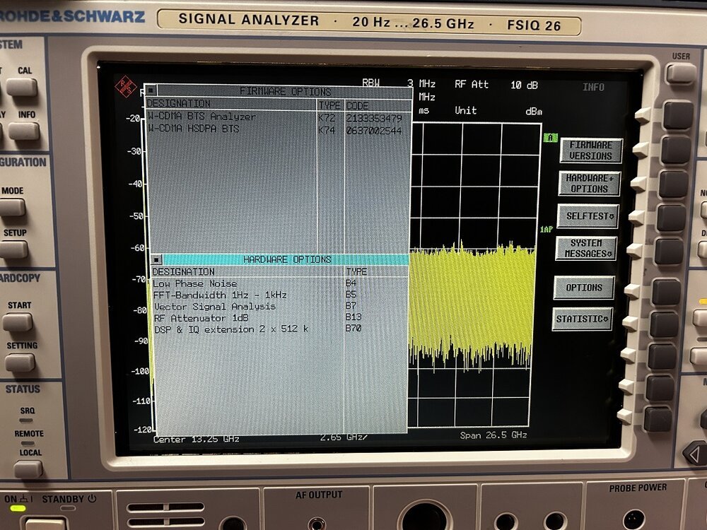 Rohde & Schwarz FSIQ26, Signal Analyzer, 20Hz-26.5GHz, Loaded with Options