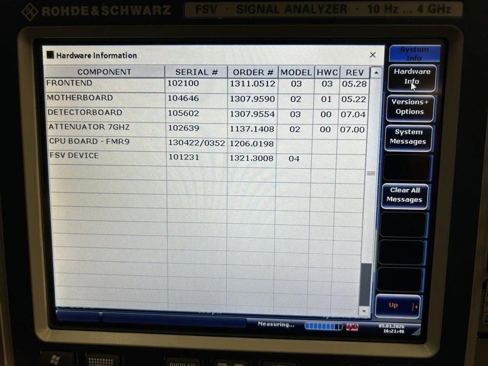 Rohde & Schwarz FSV4, Signal Analyzer, 10 Hz-4 GHz, OPT: B25, B29, K10, K72 #