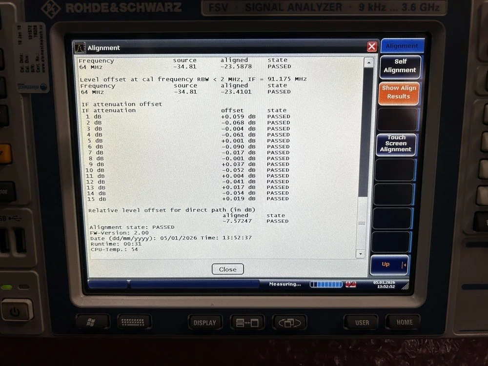 Rohde & Schwarz FSV3, Signal Analyzer, 10 Hz-3.6 GHz, OPT: B25, K10, K72 #