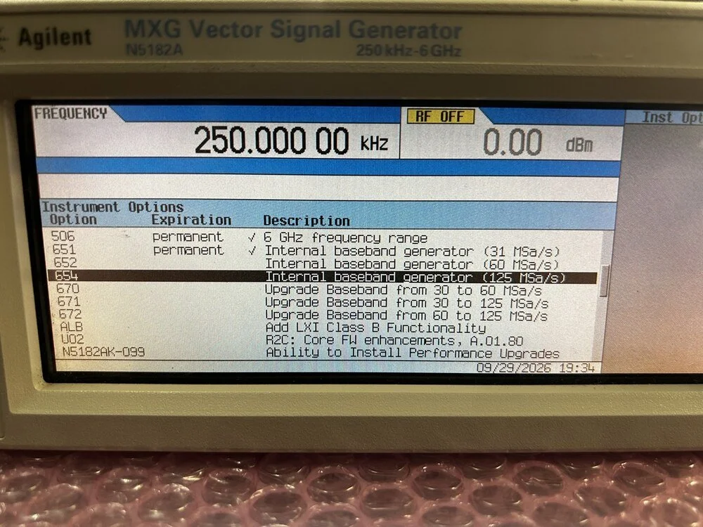 Agilent N5182A, MXG Vector Signal Generator, 250kHz -6GHz #