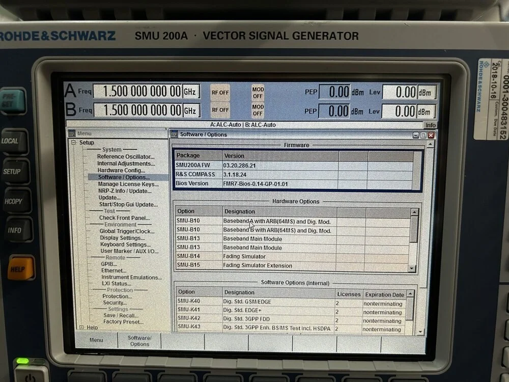 Rohde & Schwarz SMU200A, Vector Signal Generator Loaded with Options