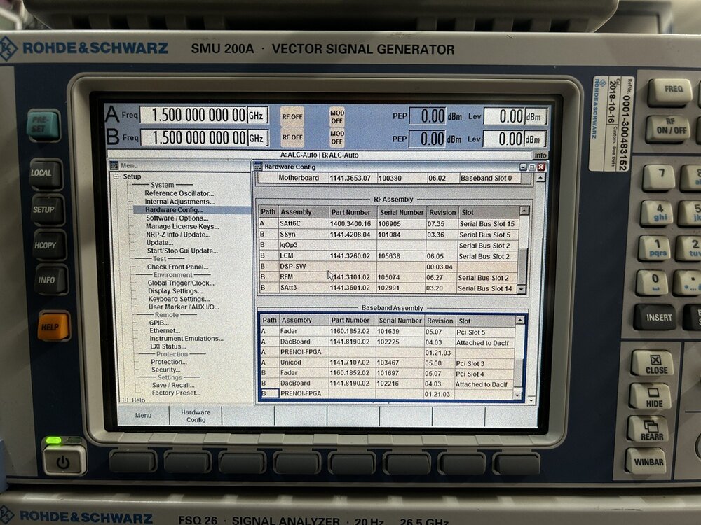 Rohde & Schwarz SMU200A, Vector Signal Generator Loaded with Options