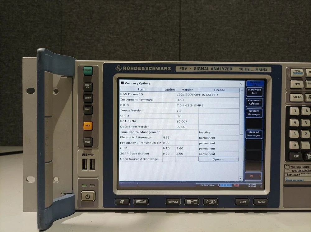 Rohde & Schwarz FSV4, Signal Analyzer, 10 Hz-4 GHz, OPT: B25, B29, K10, K72 #