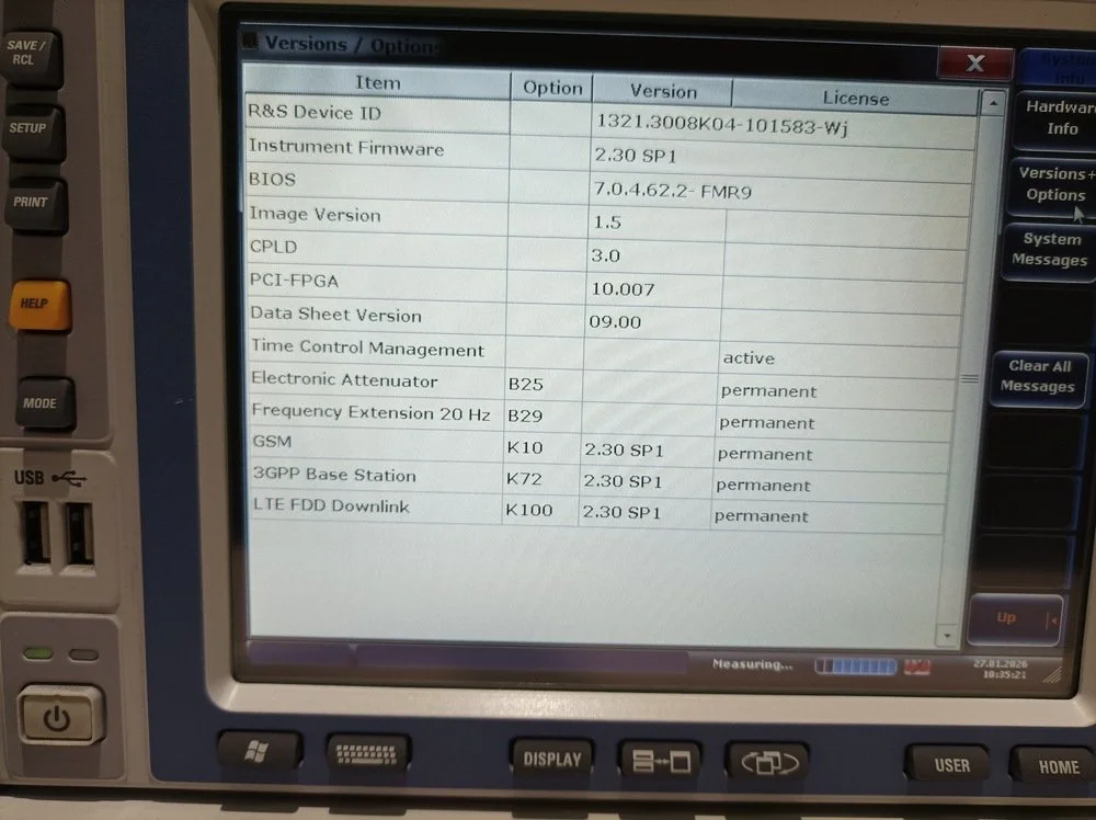 Rohde & Schwarz FSV4, Signal Analyzer, 10 Hz-4 GHz, OPT: B25, B29, K10, K72, K100 #