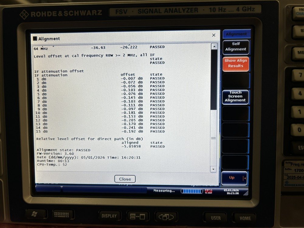 Rohde & Schwarz FSV4, Signal Analyzer, 10 Hz-4 GHz, OPT: B25, B29, K10, K72 #