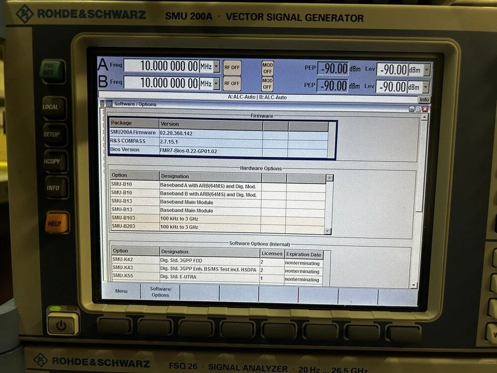 Rohde & Schwarz SMU200A, Vector Signal Generator, 100kHz-3GHz, with Options #