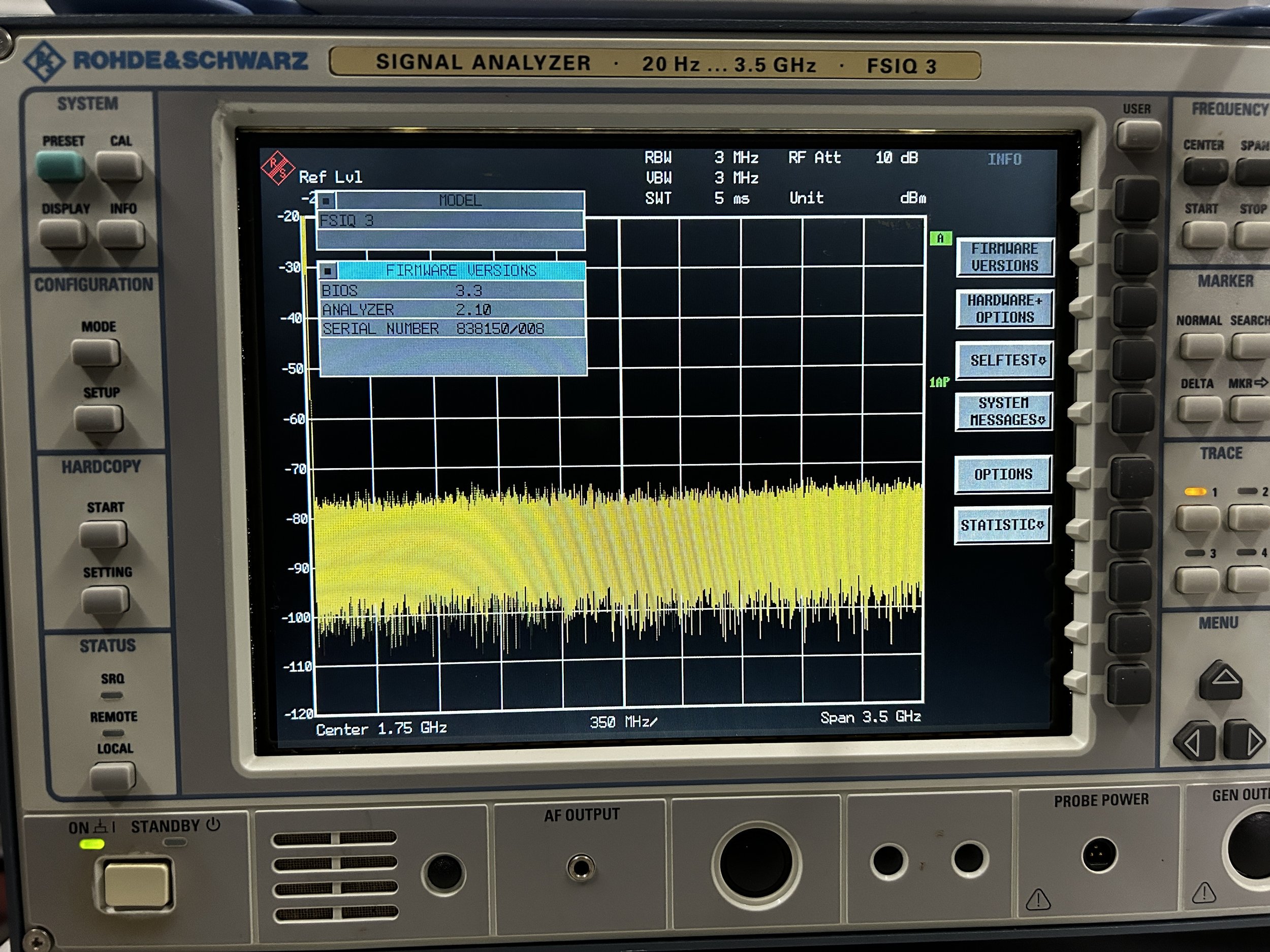 Rohde & Schwarz FSIQ3, Signal Analyzer, 20 Hz- 3,5 GHz, OPT: B4, B5, B7