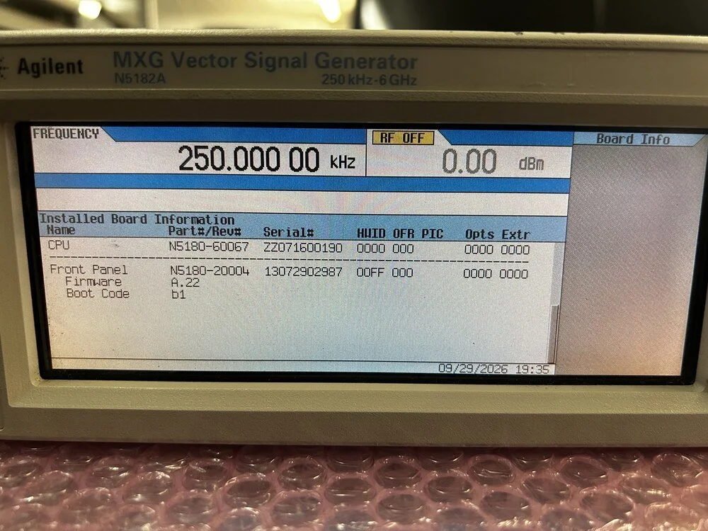 Agilent N5182A, MXG Vector Signal Generator, 250kHz -6GHz #