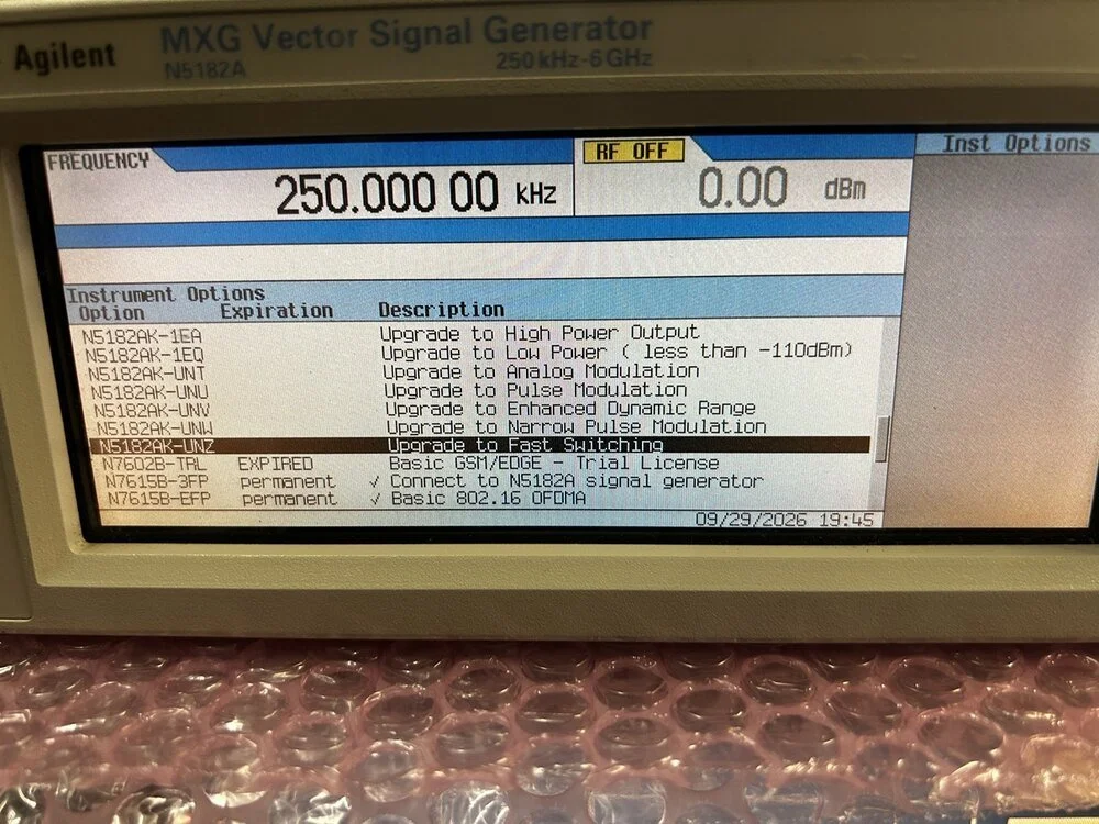 Agilent N5182A, MXG Vector Signal Generator, 250kHz -6GHz #