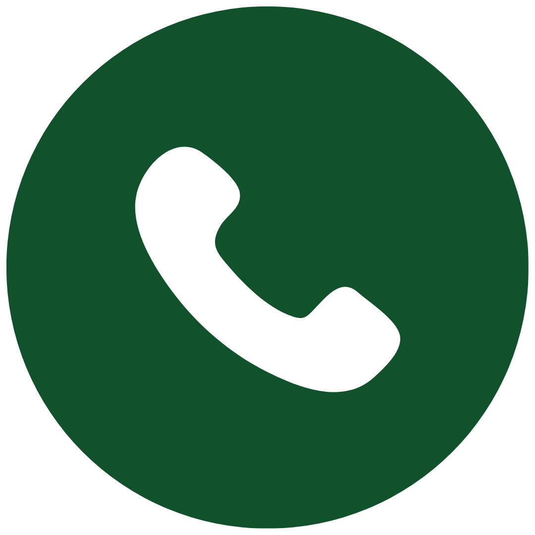 Green circle with a white telephone handset icon in the center.
