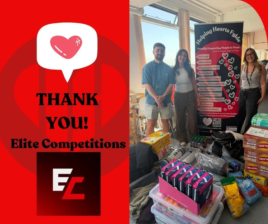 🎥 A Huge Thank You to Elite Competitions 🎥

Last week we had the pleasure of welcoming Elite Competitions to Helping Hearts Fylde, and we would like to say a massive thank you for taking the time to come down, see our community hub in action, and l