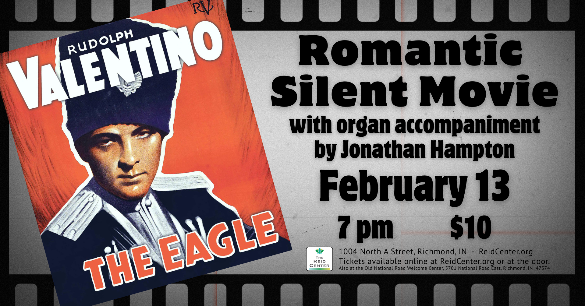 Romantic Silent Film, The Eagle, starring Rudolph Valentino, with organ accompaniment by Jonathan Hampton.