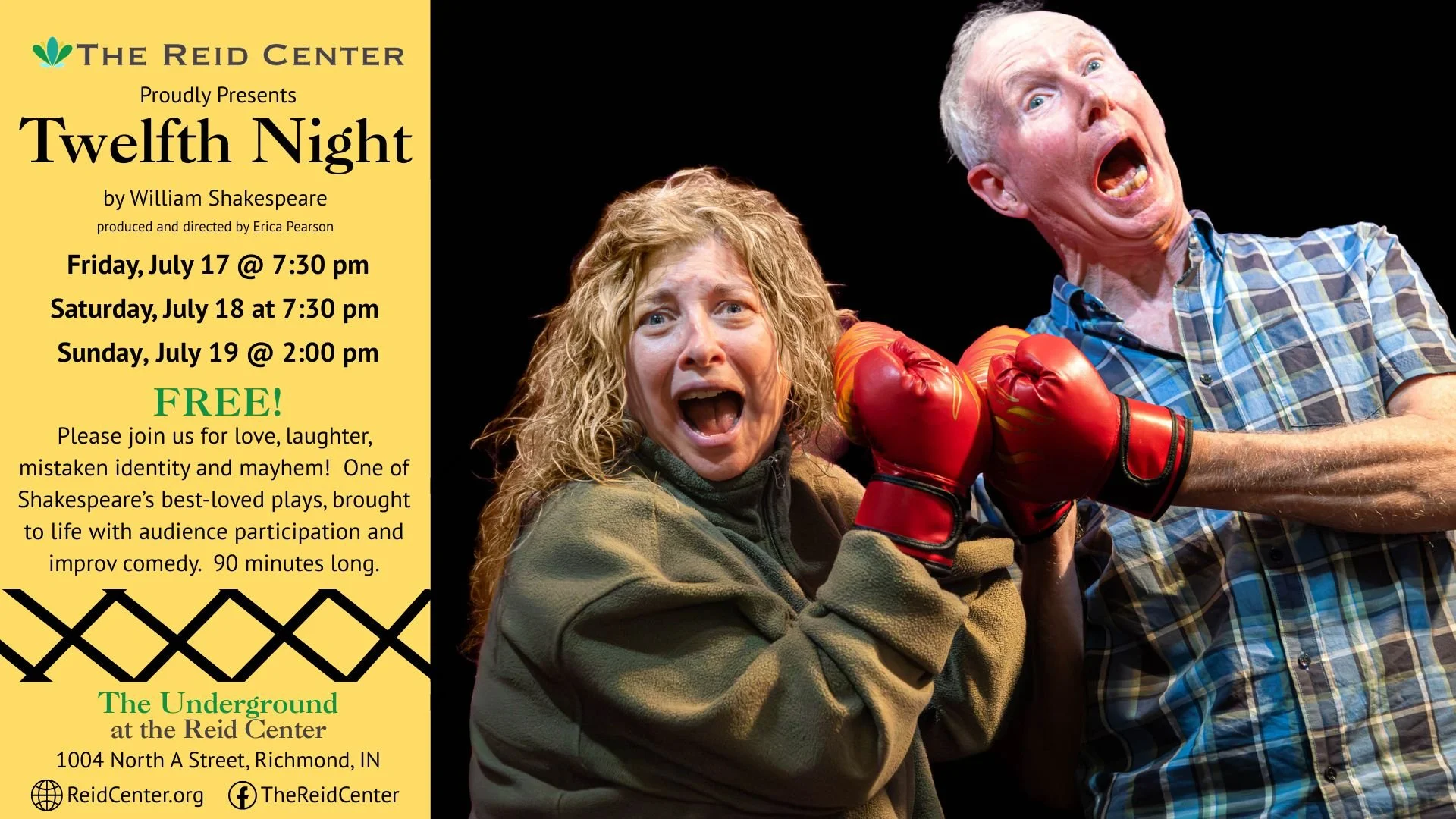 Woman and man with boxing gloves.
