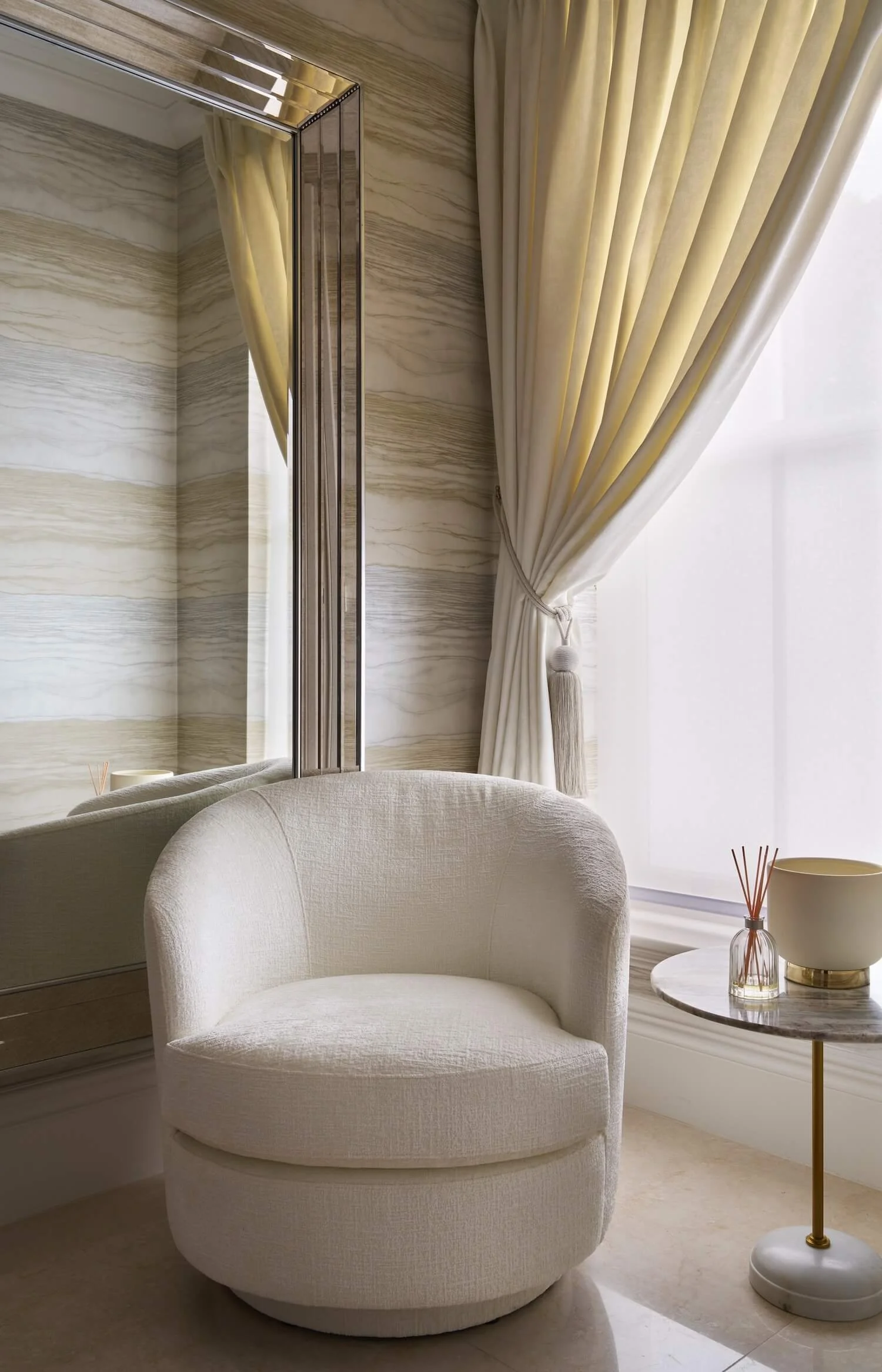Light spills over seating