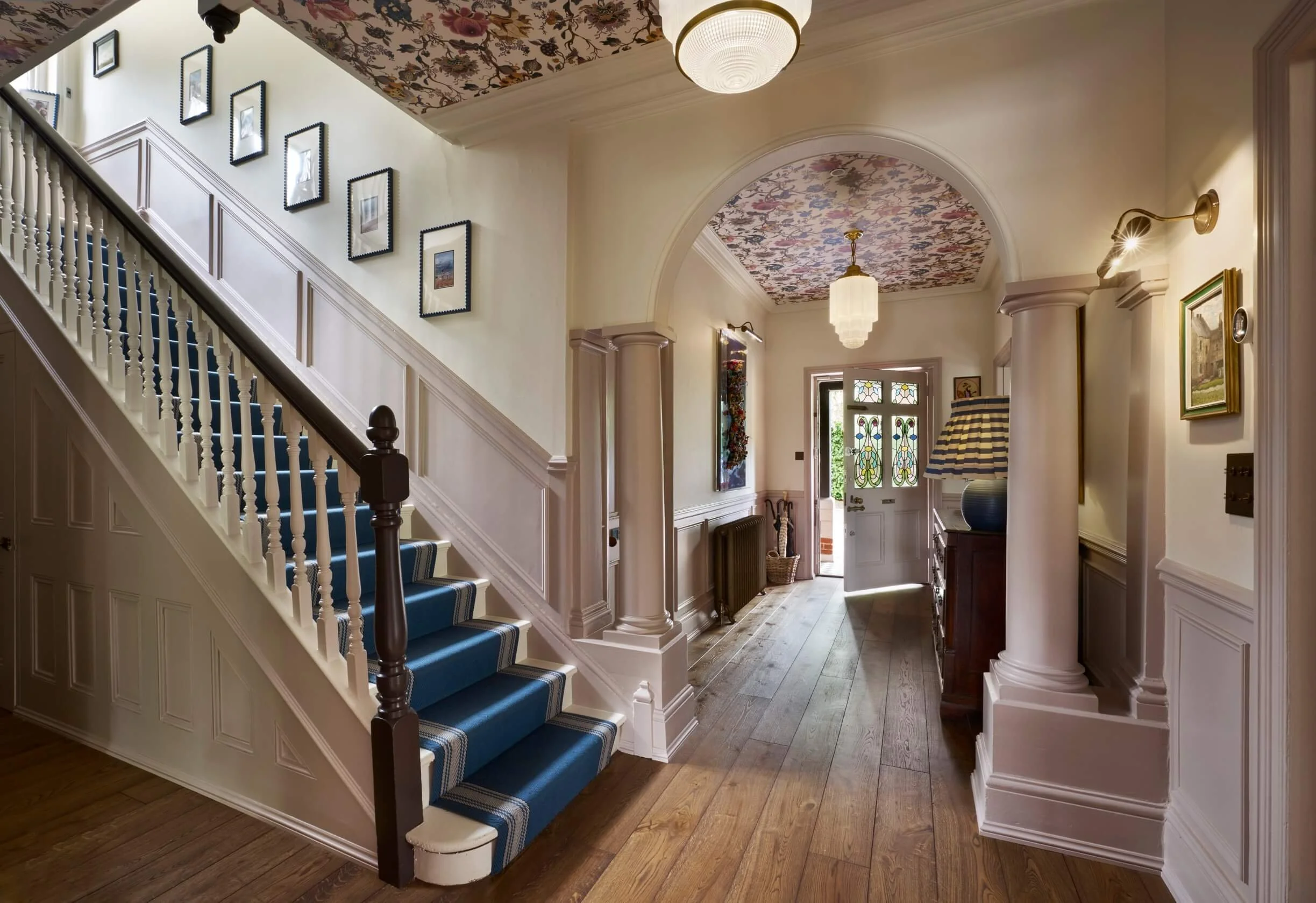 The hallway in a Surrey Edwardian home designed by Amy Hunt