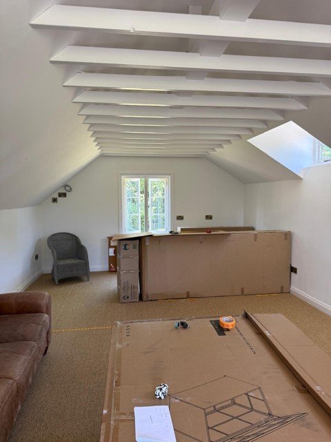 In progress: the bar room in the annexe, with new furniture still in its boxes