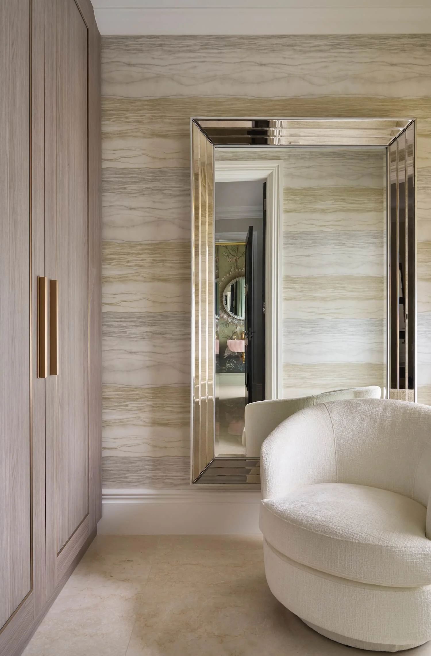 Bespoke joinery, mirror and chair