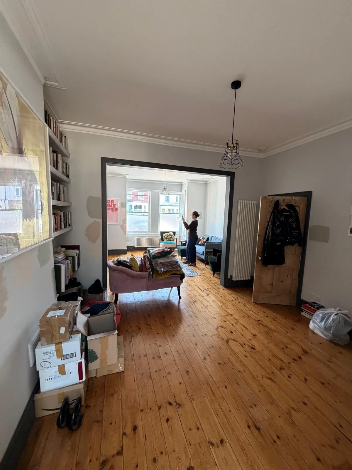 Before: the back reception room, looking through to the front room's windows