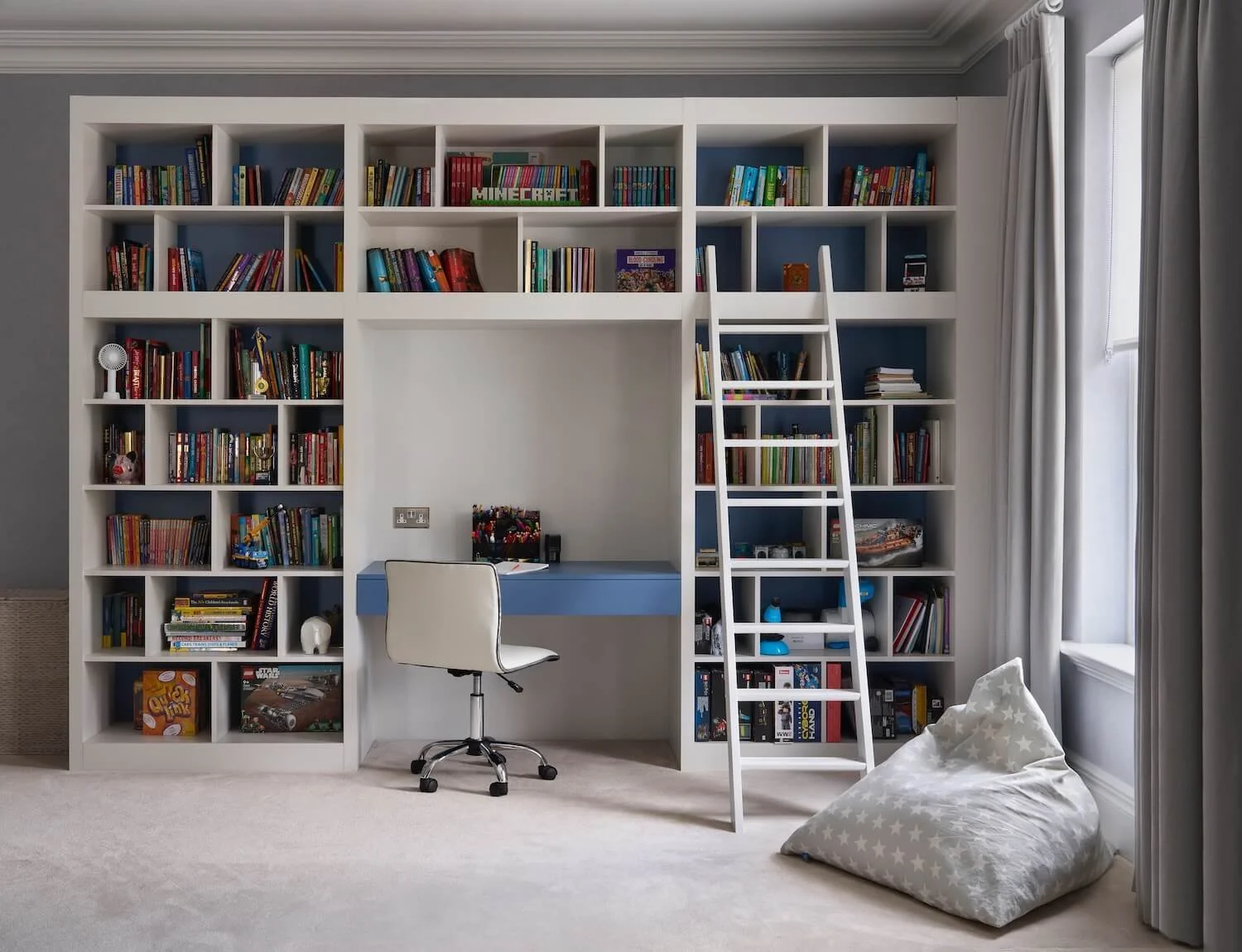 Boy's bedroom: bespoke joinery and desk
