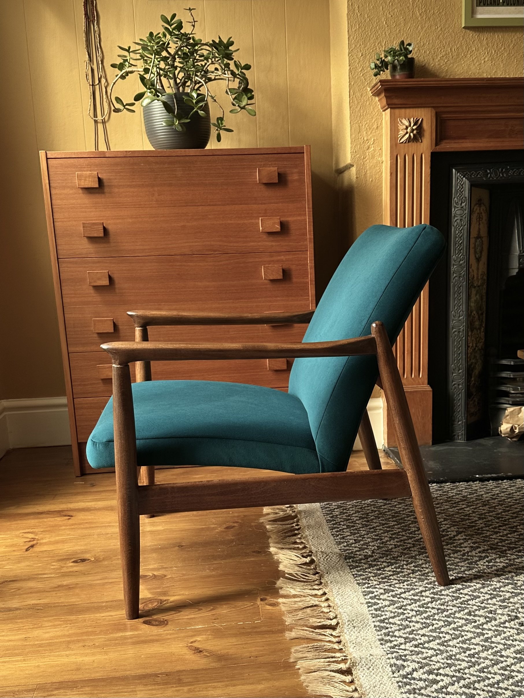 Edmund Homa Armchair, 1960s, in Teal Velvet