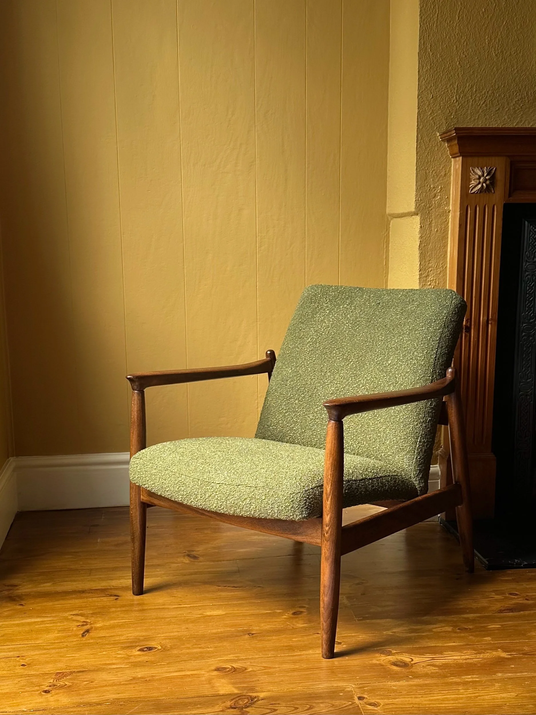 Edmund Homa Armchair, 1960s, in Green Bouclé