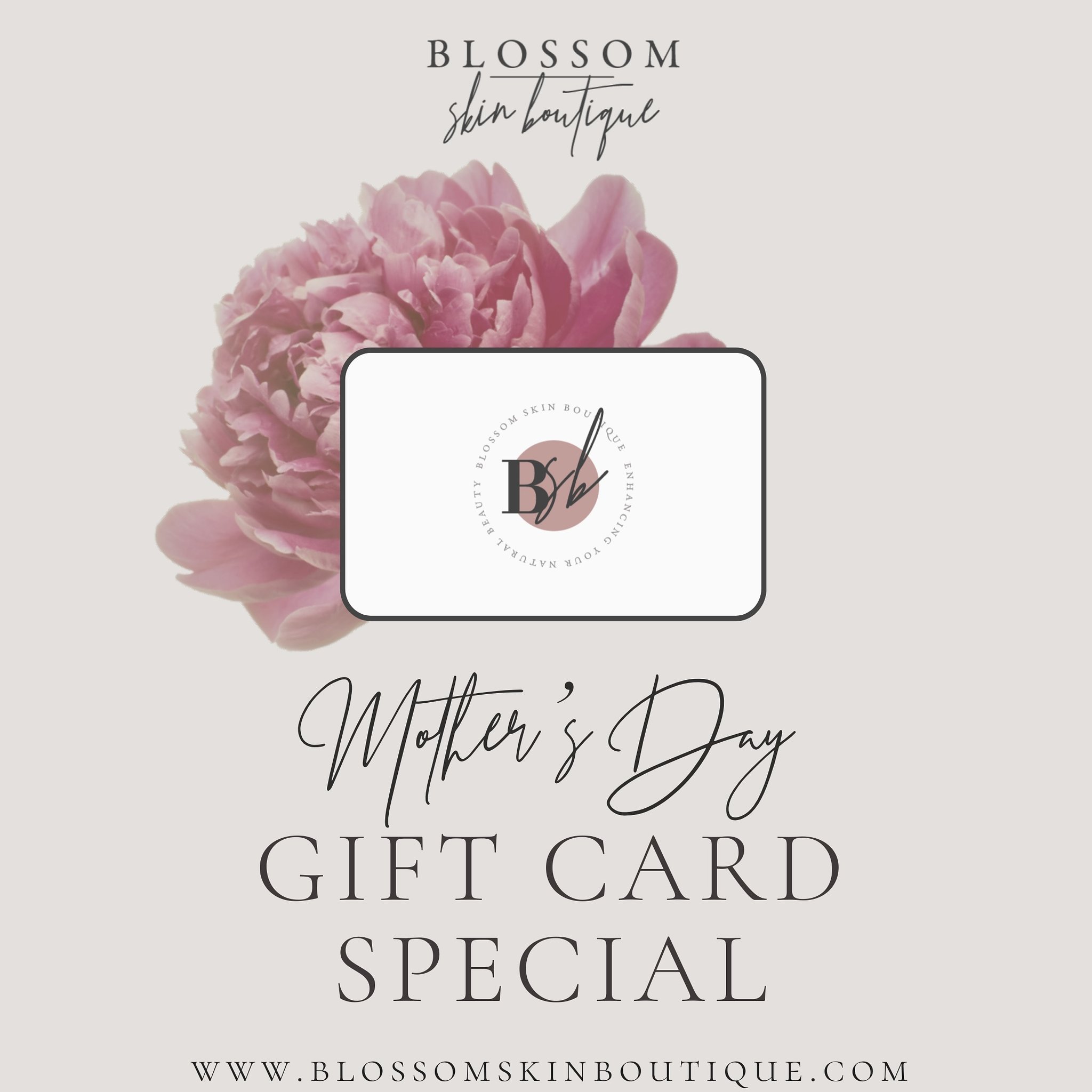 🌱Treat Yourself or Your Mom this Mother&rsquo;s Day❤️

🎁Enjoy 15% off on all gift cards, with custom amounts available

Purchase online or in-store📍

Because We Deserve It!✨

🌱 @blossomskinboutique 
☎️ 647.531.7236
💻www.blossomskinboutique.com
?