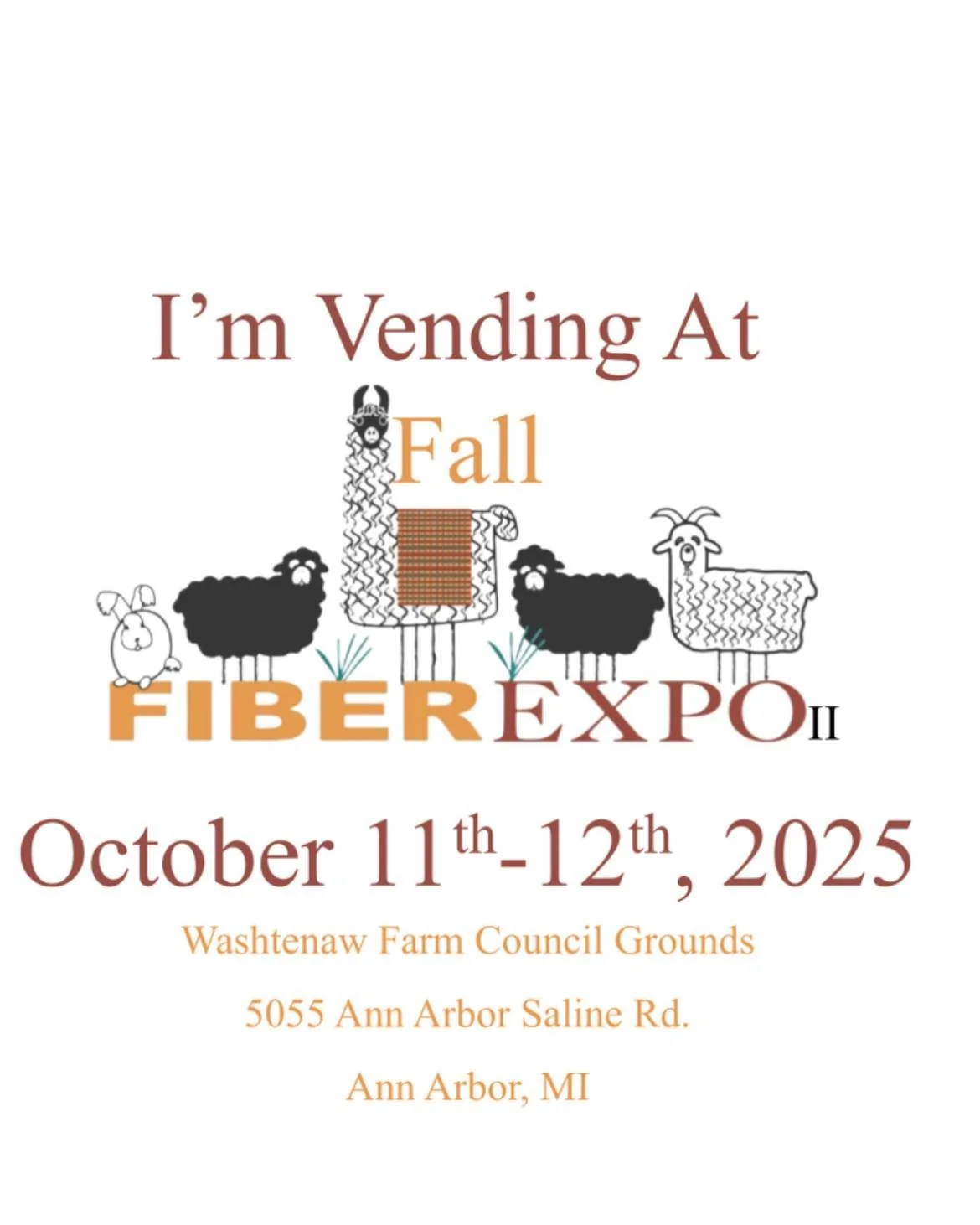 🍂Are you ready for @fiberexpo Fall !?? It is happening this weekend! 
&bull;
&bull;
🚌 Fiber Expo | Oct. 11st - 12nd Ann Arbor, MI @fiberexpo 
&bull;
&bull;
#lairofthellama #thellamatour2025 #michigan #puremichigan #michiganartist #michiganmadeprodu