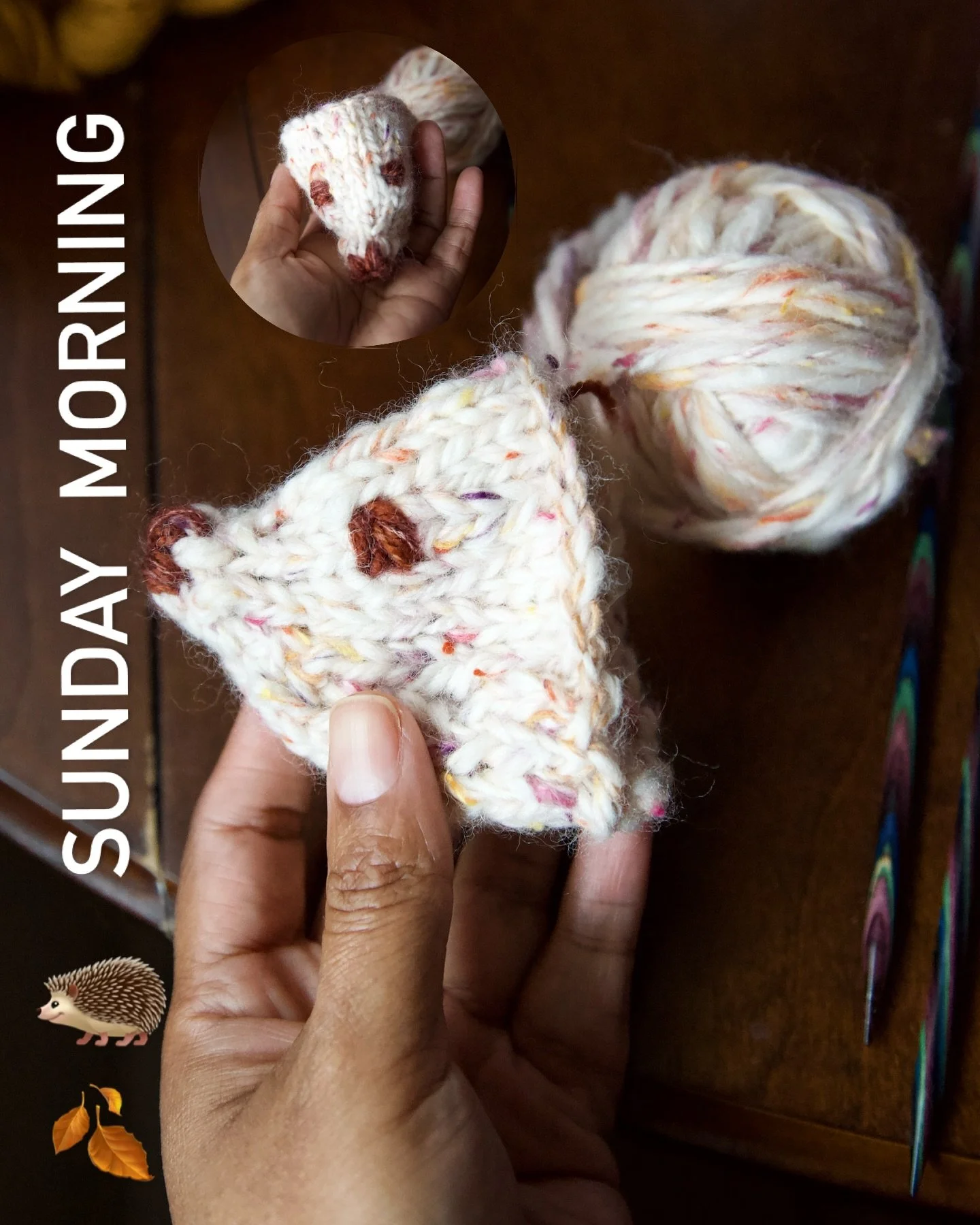 One thing leads to another. 🗣 One project to another NEW! project. 🧶🧵🪡👜
 

Project: 🦔
Scrap Yarn Hedgehog by @midori_hirose_knit 
#handspunyarn &ldquo;Neps &amp; Tweed&rdquo; Polwarth blend @lairofthellama 

#polwarthwool
#lairofthellama #wool 