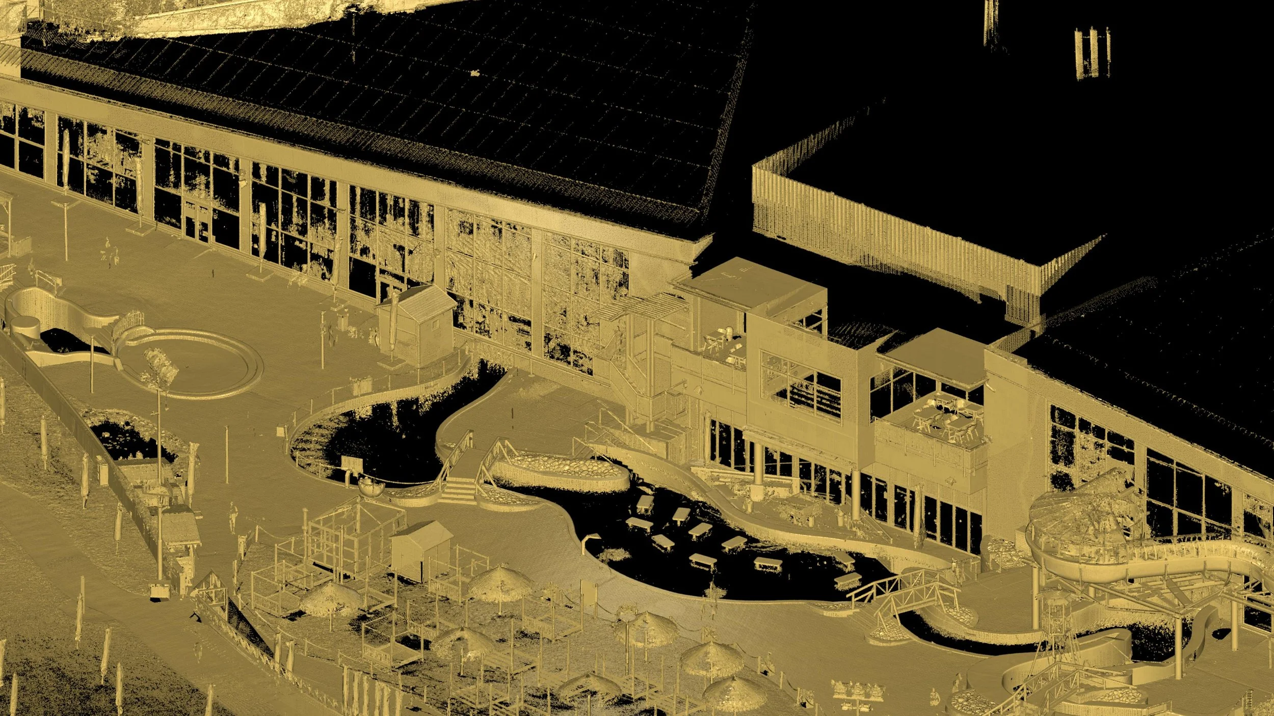 Vizualizace hustého mračna bodů z pozemniho laseroveho skenovani skutecneho stavu.