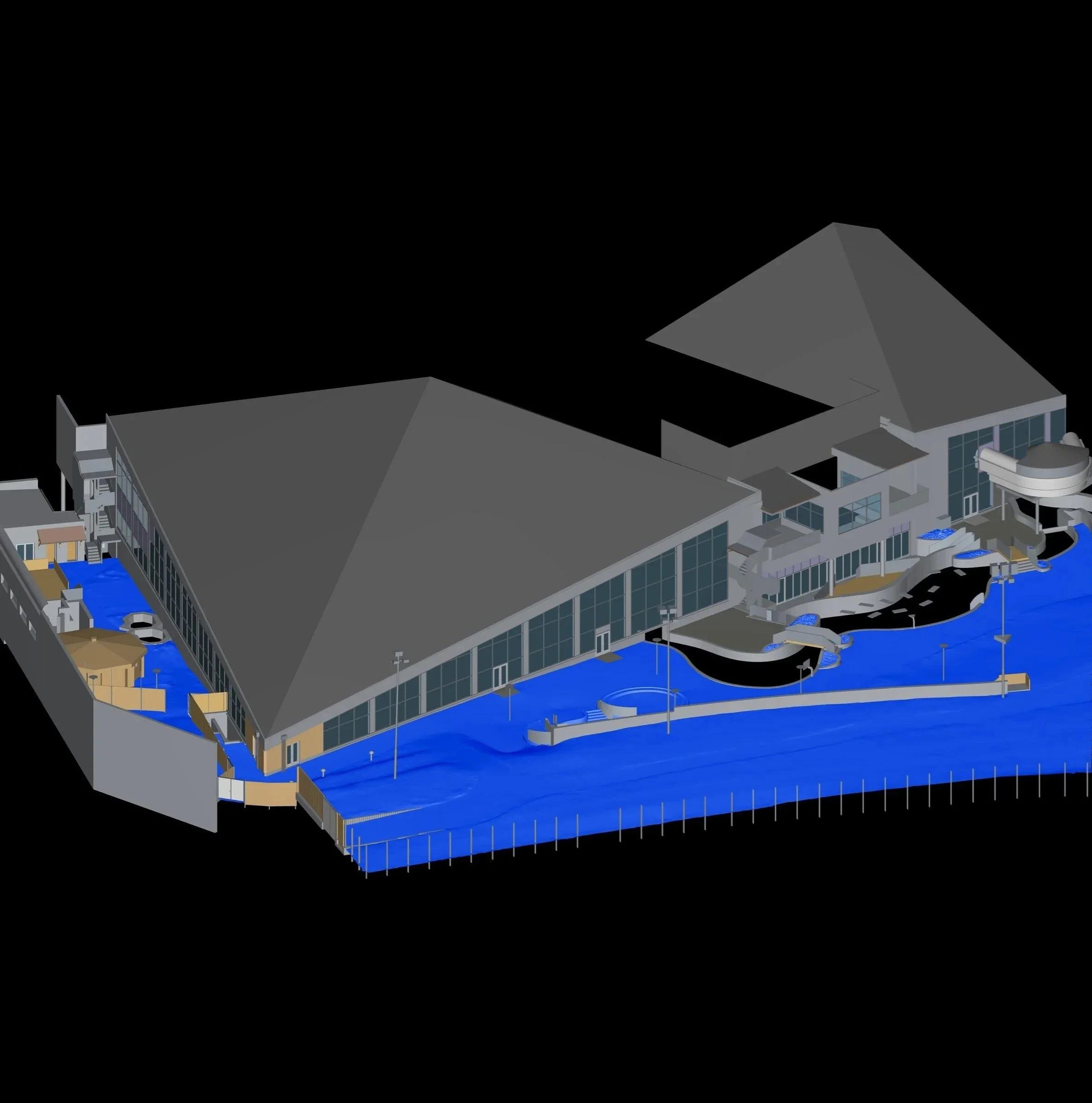 3D BIM model fasady a prilehleho arealu