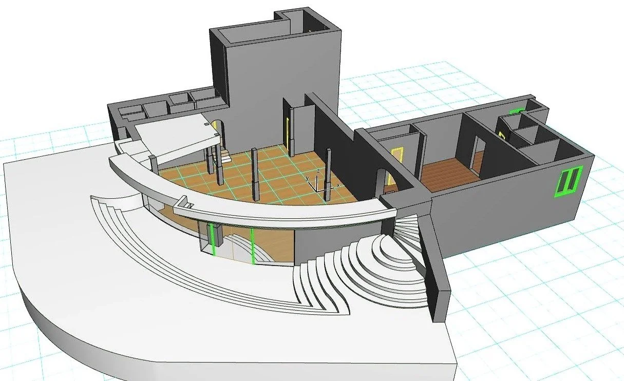 BIM model of a circular building with interior walls