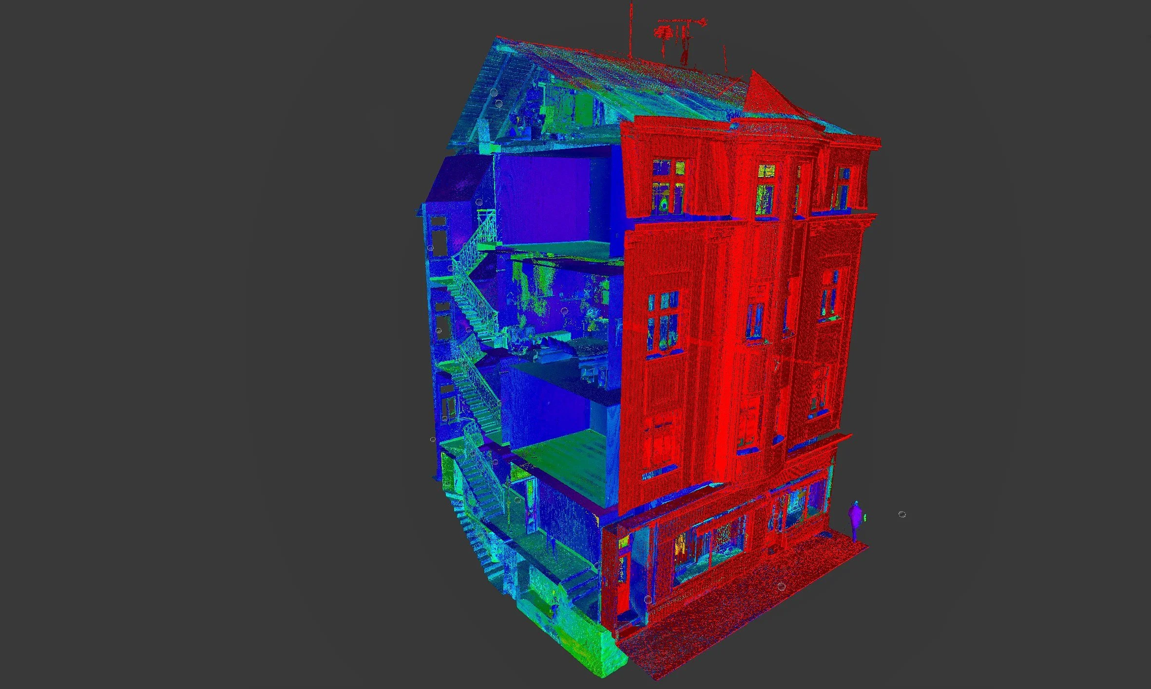3D point cloud model of an apartment building from laser scanning