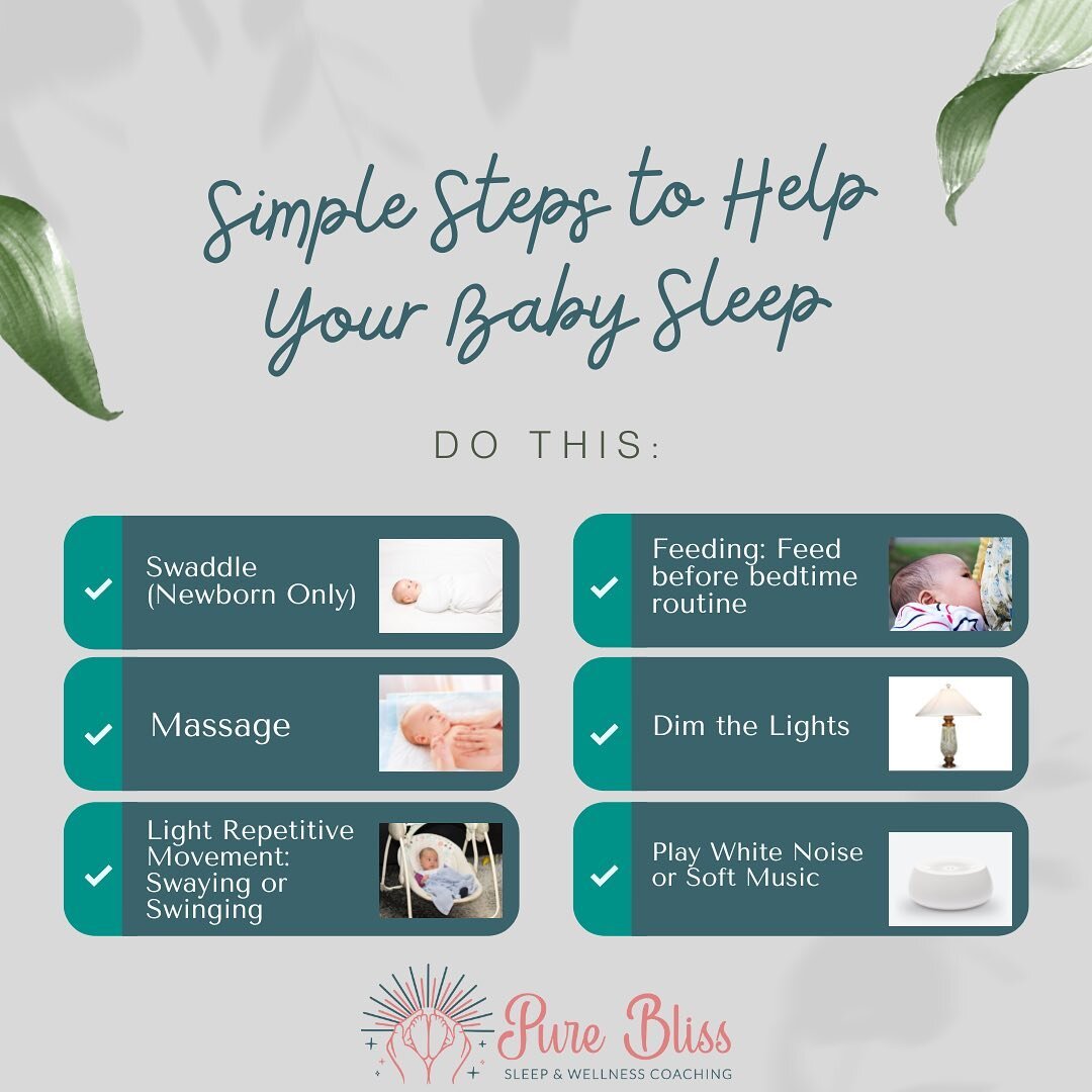 💤Simple Steps for Infant Sleep

1️⃣ Swaddle. Only swaddle if your baby is not rolling over yet. Swaddling minimizes the startle reflex that makes sleep difficult for newborns.

2️⃣ Massage. I am a certified neonatal touch and massage Nurse and can h