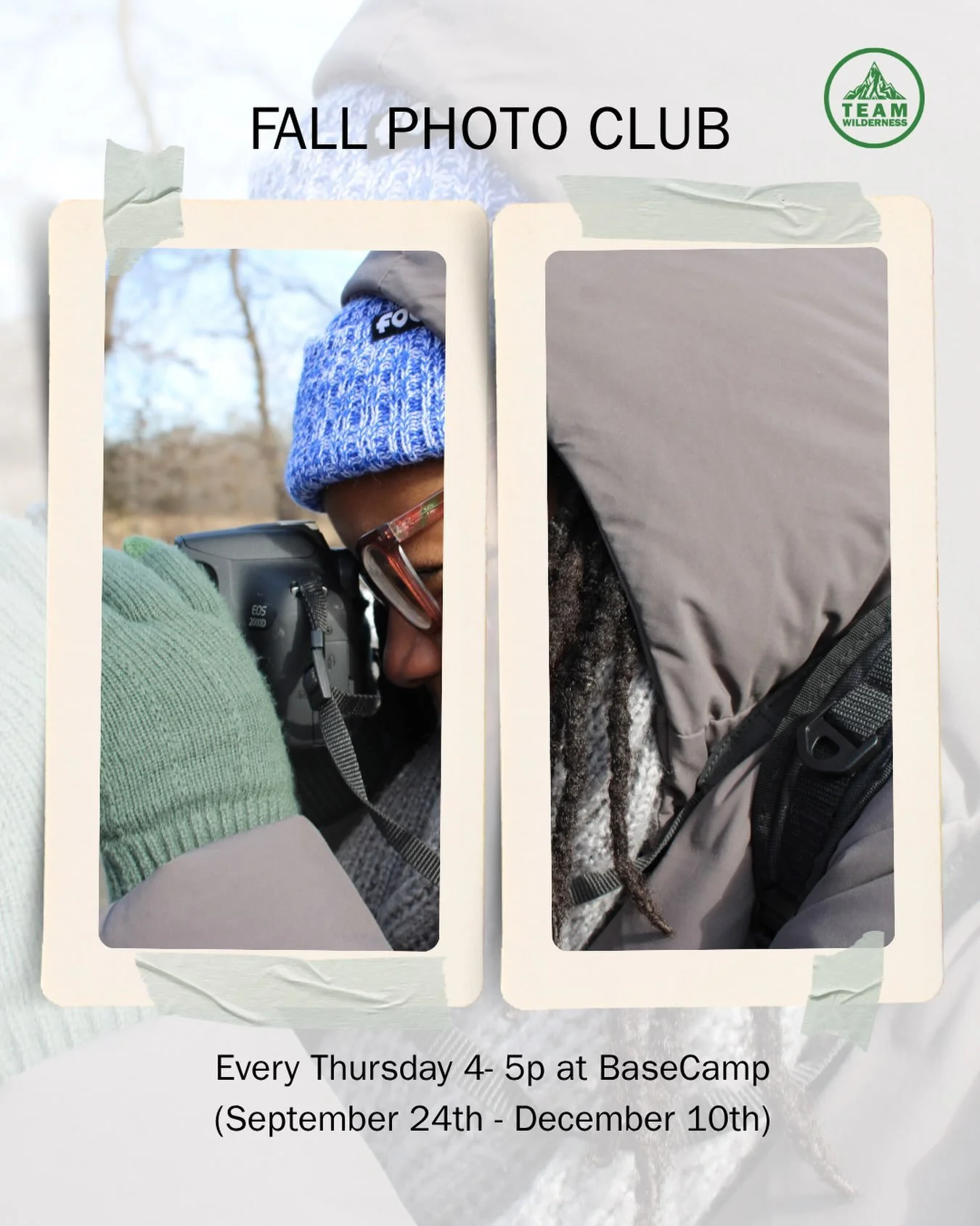 🍂Fall is here &amp; that means Photo Club is back! 
Fall Photo Club includes sessions once a week, lessons in digital photography, and once a month wilderness trips for youth 12-18. Students that remain dedicated to the program and learning how to u