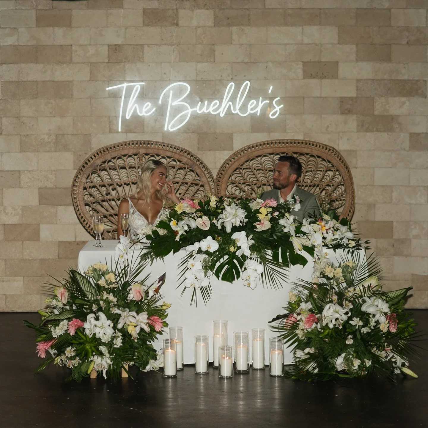 Saved you a seat 🤍 Congratulations to The Buehlers ✨ Nothing says romance quite like a sweetheart table moment with our signature peacock chairs. Perfect for creating that intimate, unforgettable setting every bride dreams of.

Brides-to-be, let us 
