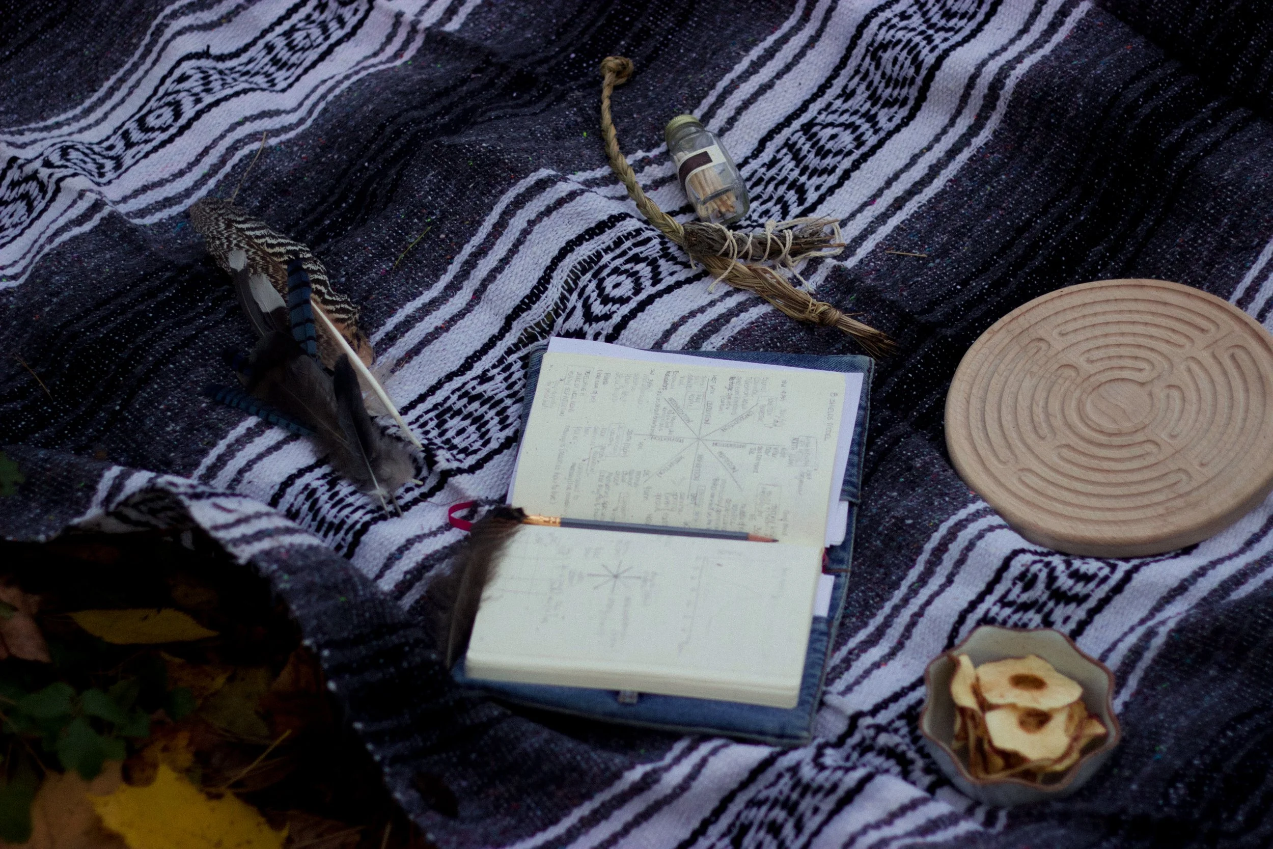 journal smudging sacred ritual labyrinth four directions