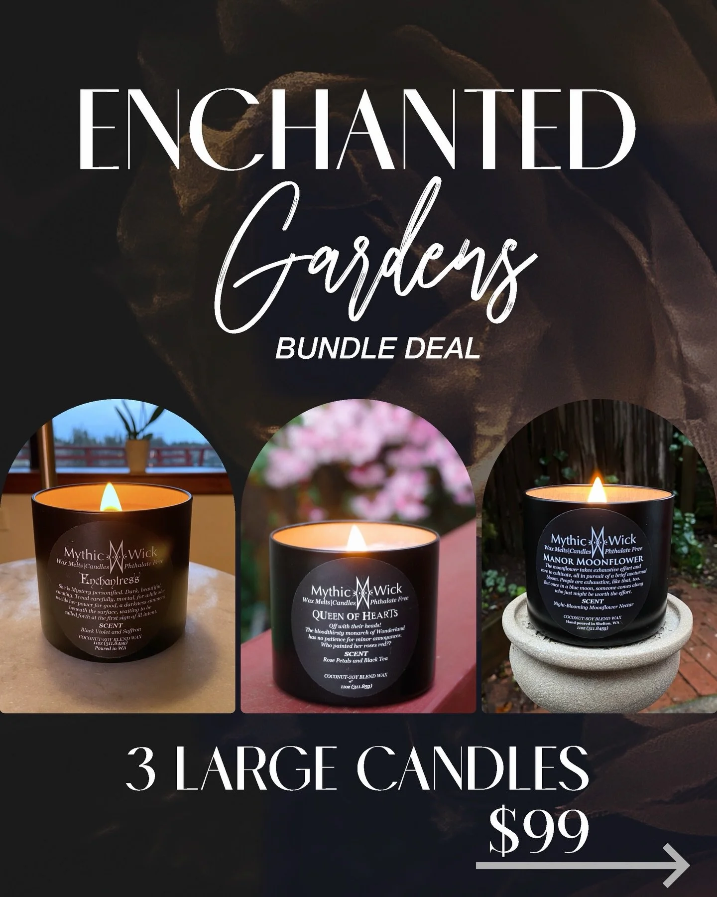 The gardens are blooming with the Enchanted Gardens bundle deal, available for a limited time. 3 large candles for just $99, perfect for those who love florals with a twist.

Direct link in stories, or find it on the homepage!

#hauntedgarden #secret