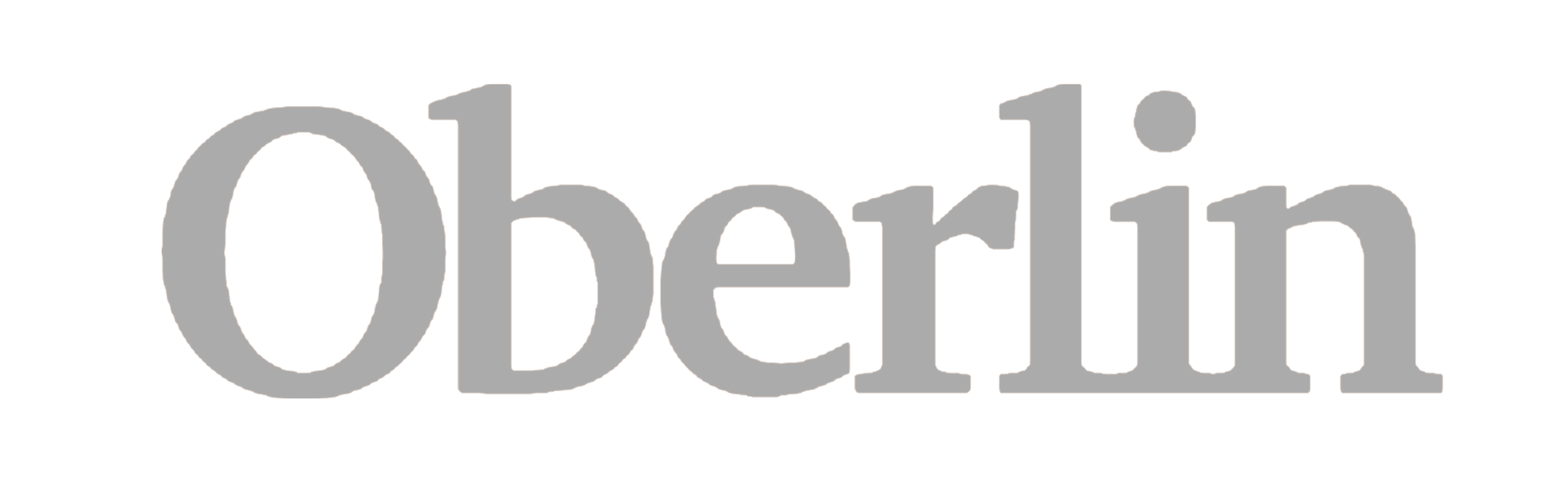 Gray text says "Oberlin" on a white background.