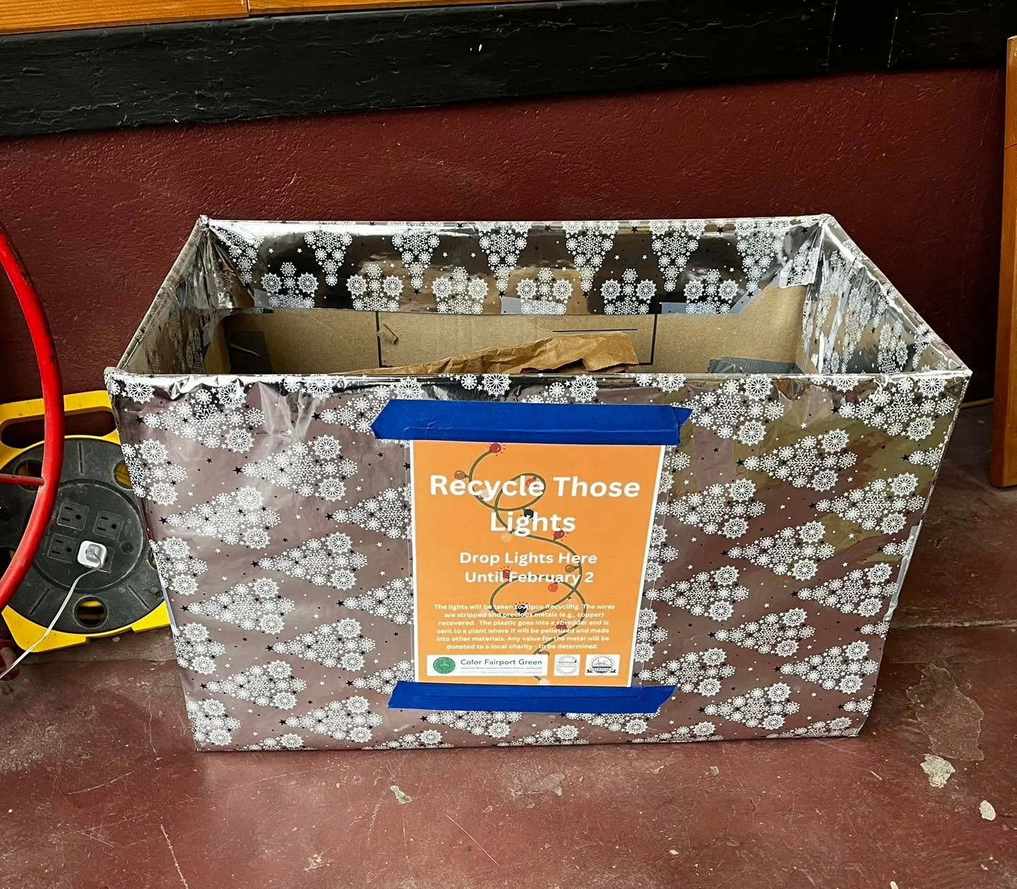 It&rsquo;s not too late to recycle your Christmas lights ♻️

Drop them off at Firehouse Wood Works until Feb 2nd 🗓️

- Your lights will recycled be ALPCO 
- Wires are stripped and metal is recovered 
- Plastic is shredded and properly recycled
- Pro