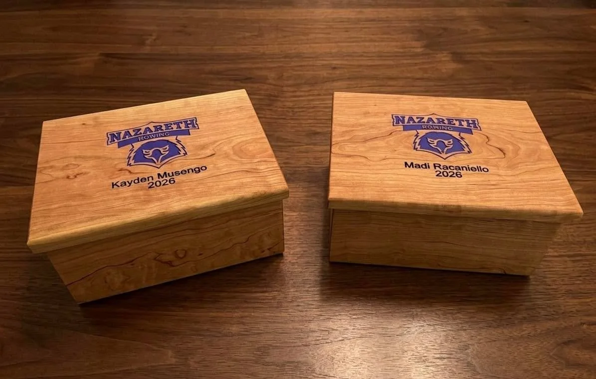 #collegegraduation Congratulations Kadi and Madi on your success with the Nazareth University Rowing Team! 

We wish you the best luck.
.
.
.
📍113 N. Main Street, Fairport, NY
💻www.fairportfirehousewoodworks.com
🔨handmade for you🔨

#ourlittlefire