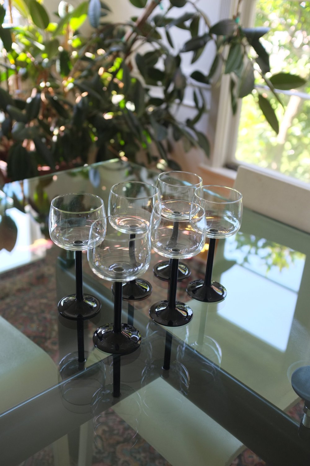 Vintage Luminarc Black Stem Rhine Wine Glasses  Bar Bruce